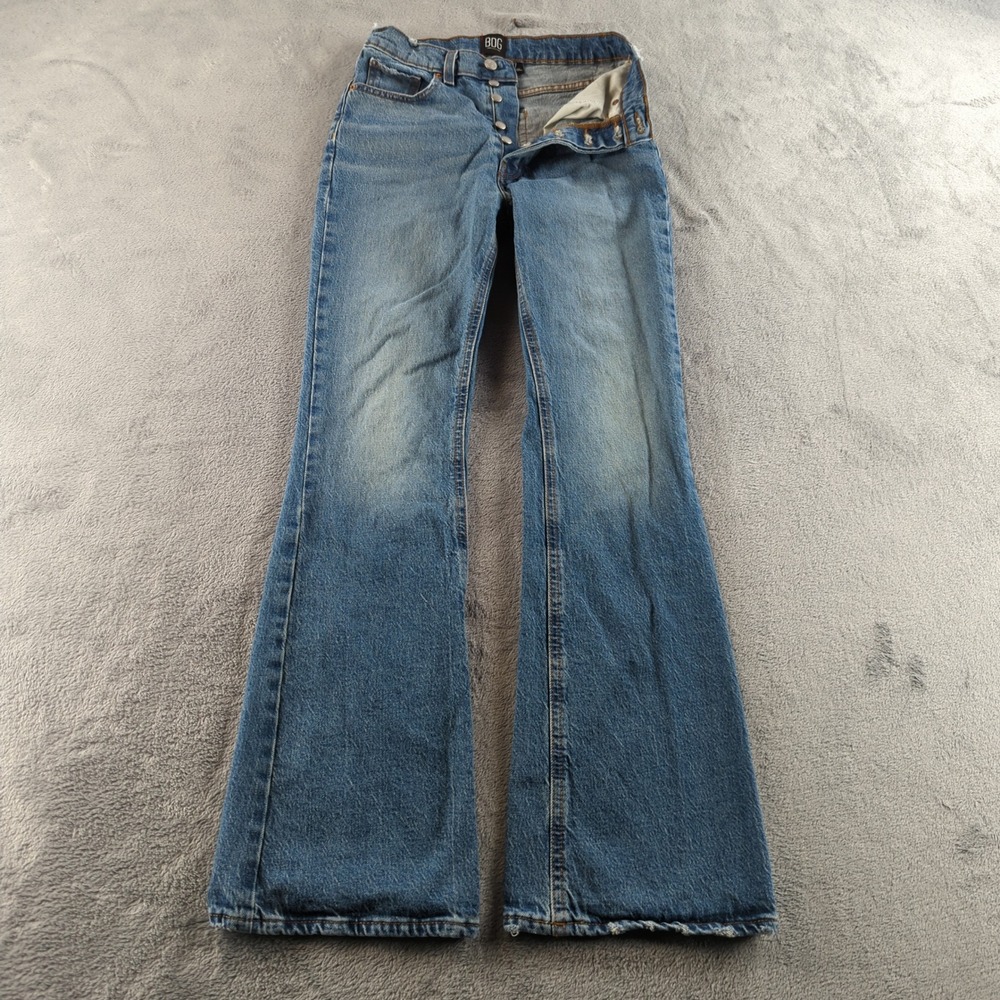 BDG Jeans Womens 27 (Fits 24x31) Blue Light Wash Super High-Rise Flare Y2K Style